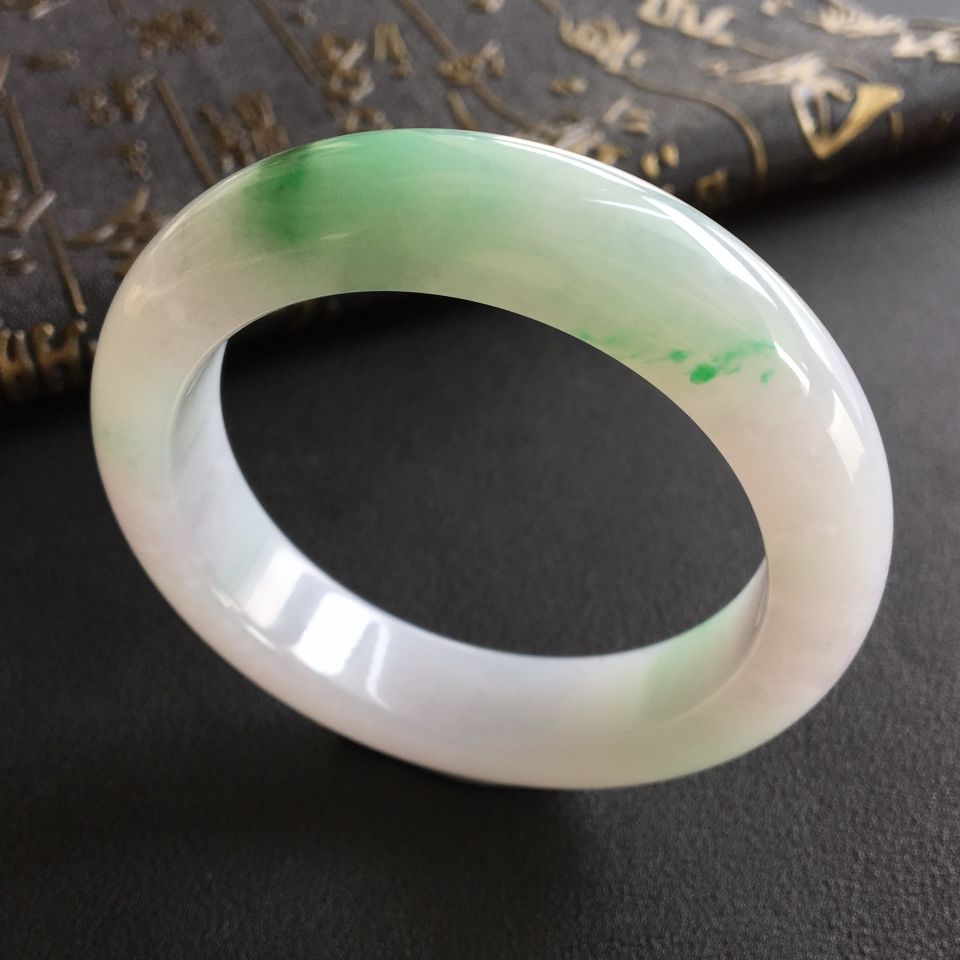 糯冰种飘翠手镯(53.8mm)