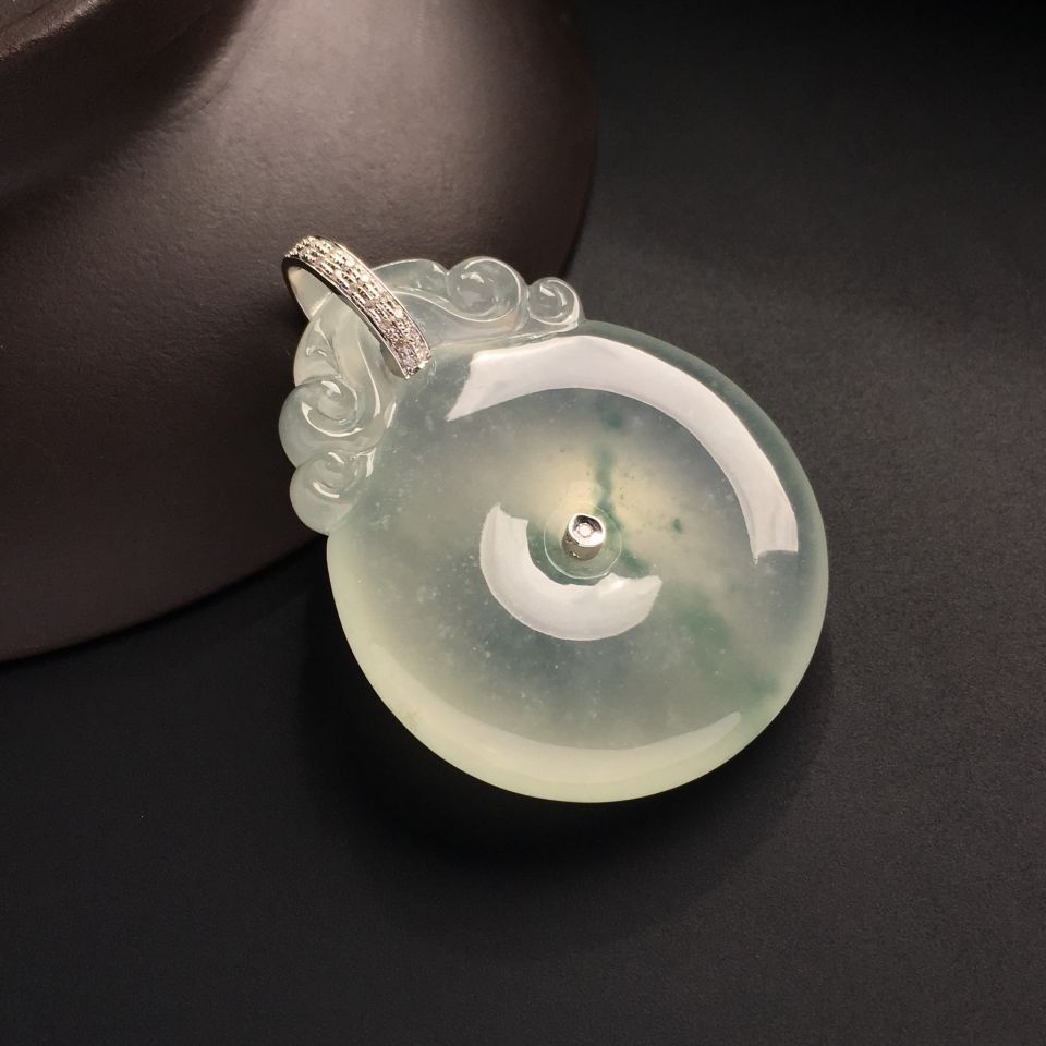 冰种略飘花福在眼前挂件