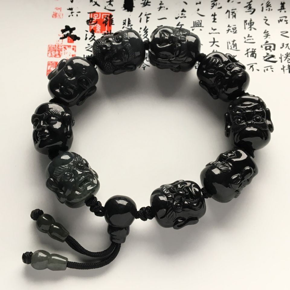 乌鸡种墨色罗汉头手链