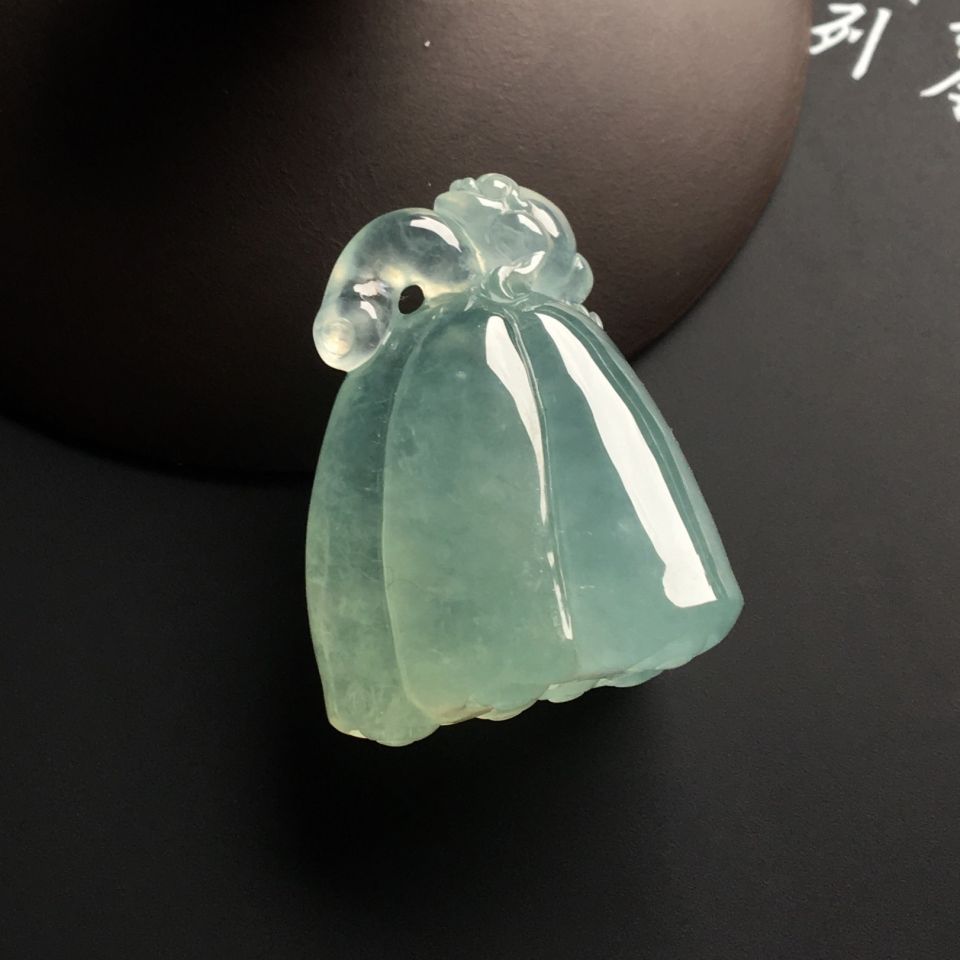 冰种晴水连生贵子挂件