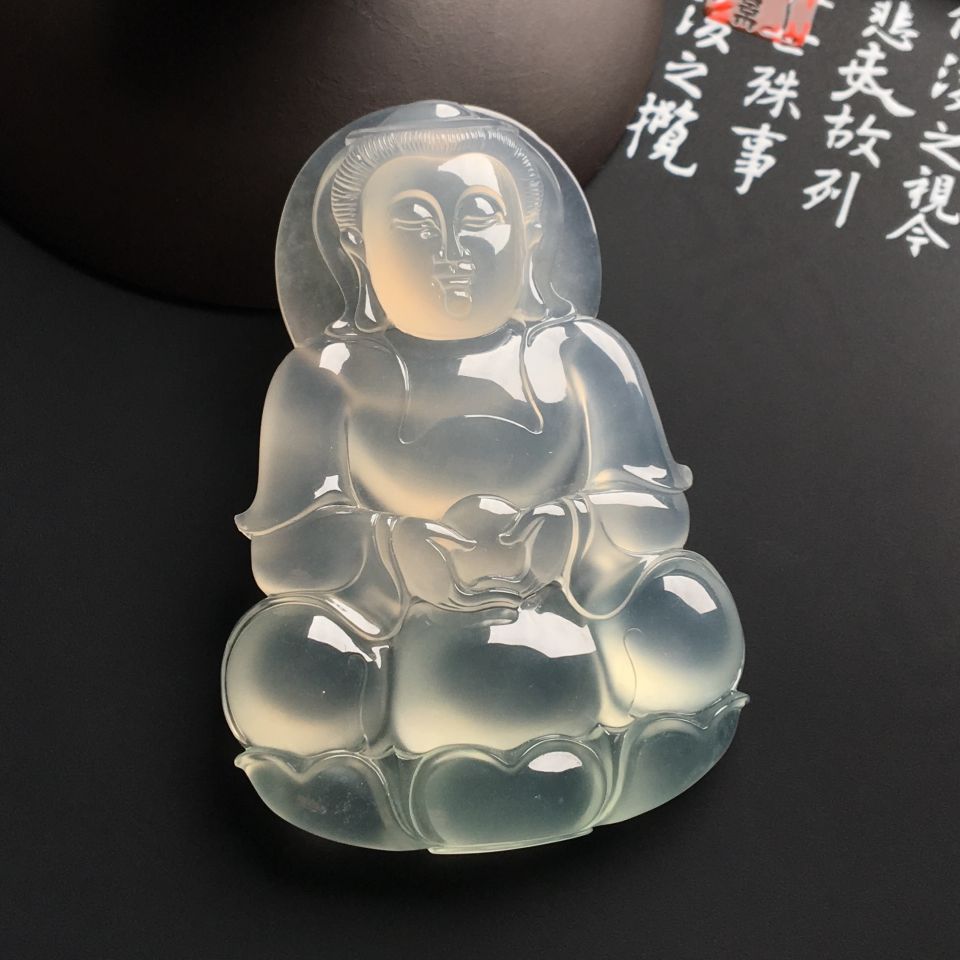 冰种淡晴水观音挂件