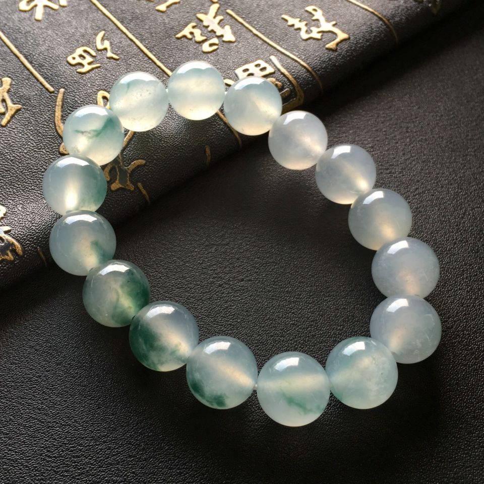 冰种飘花圆珠手链