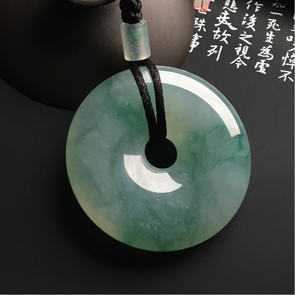 糯冰种飘花平安扣挂件