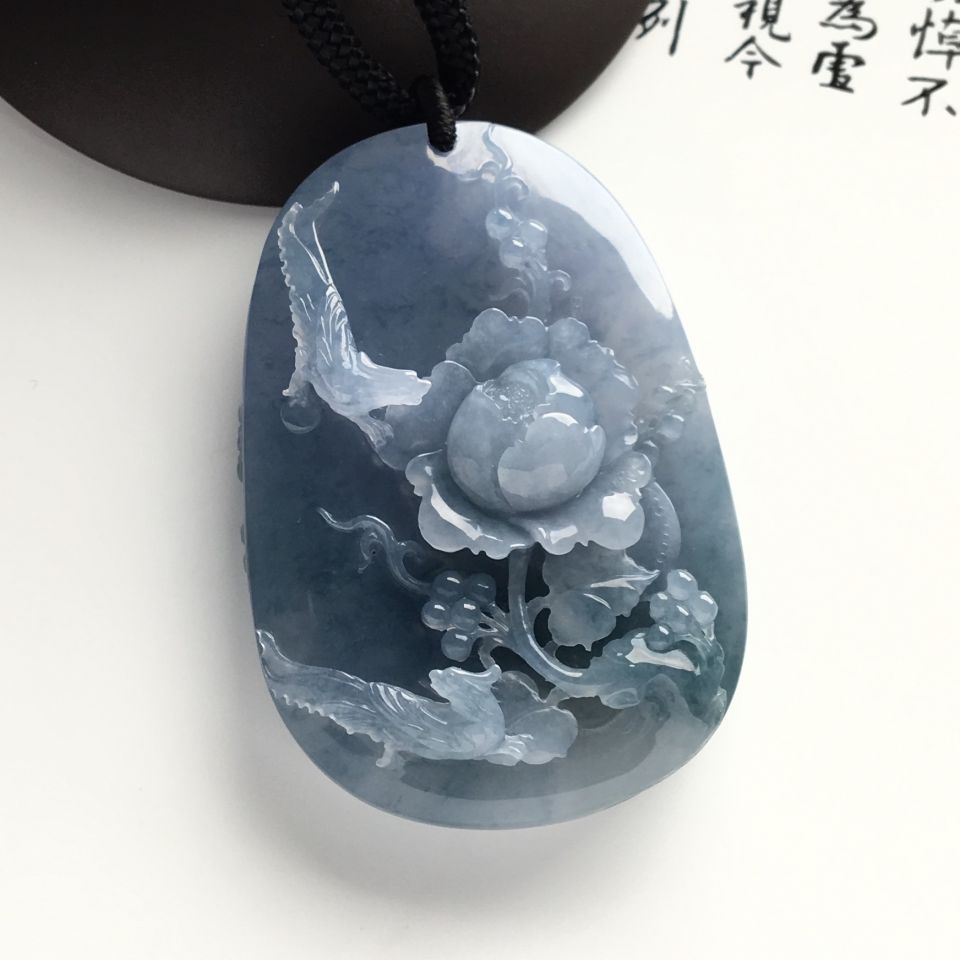 糯冰种紫罗兰富贵花开挂件