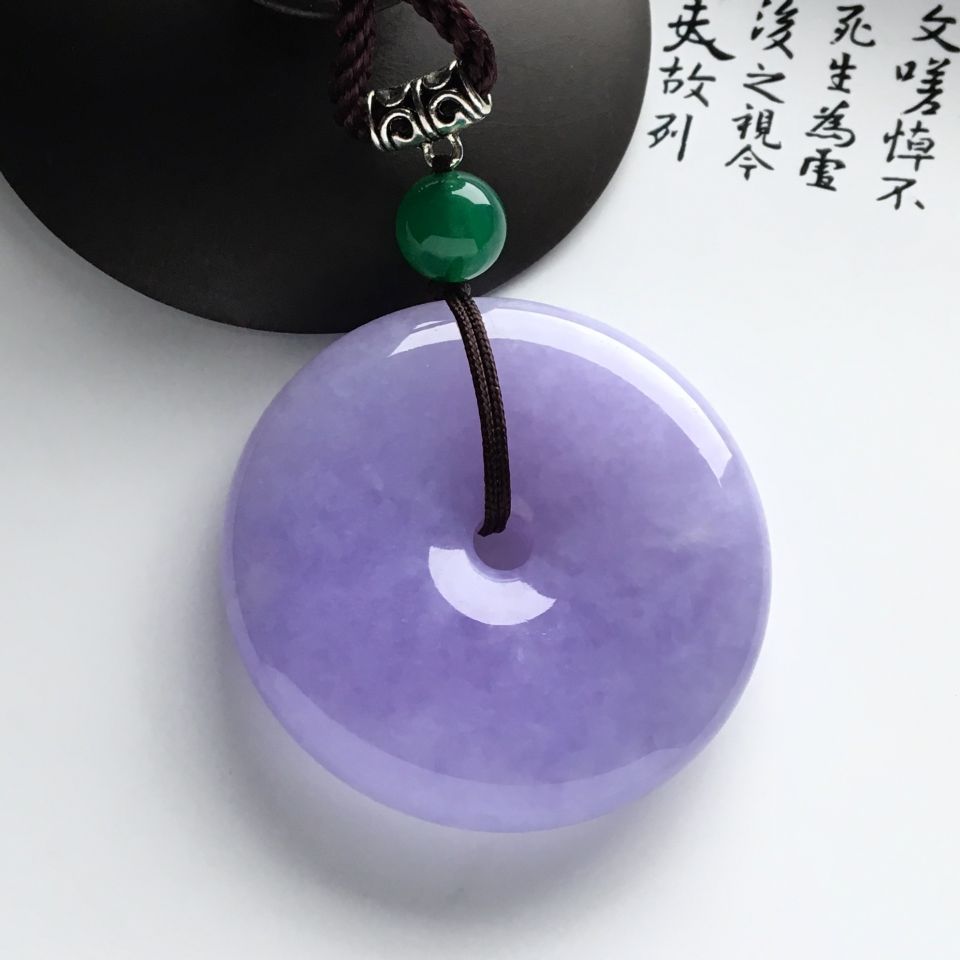 糯冰种紫罗兰平安扣挂件