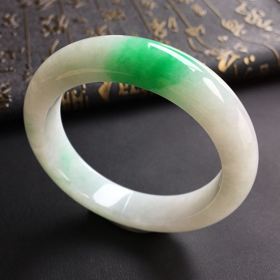 糯冰种飘翠手镯(55.7mm)