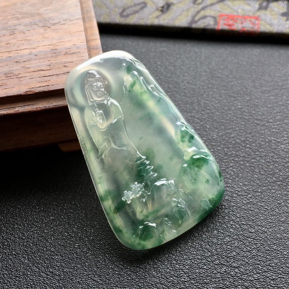 冰种飘绿花普度众生挂件