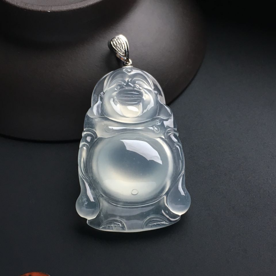 冰种淡晴水站佛挂件