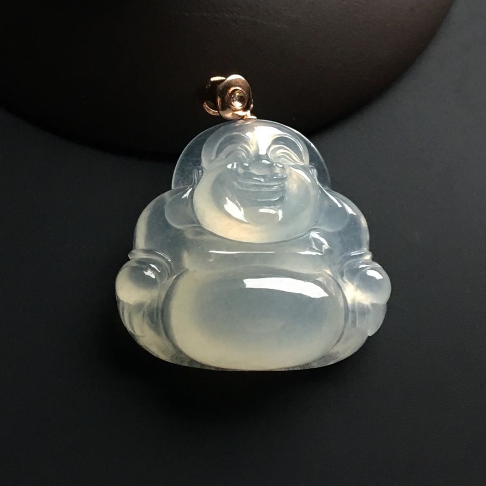 冰种淡晴水玉佛挂件