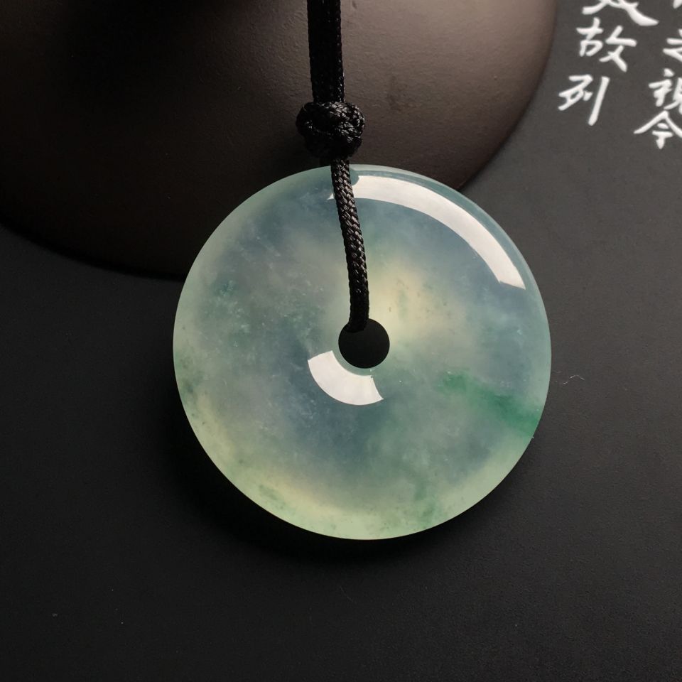 冰种飘花平安扣挂件