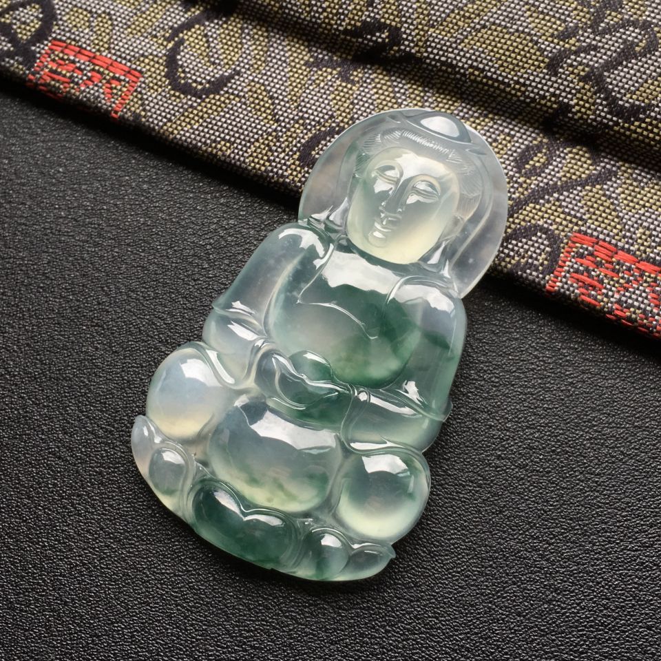 冰种飘花观音挂件