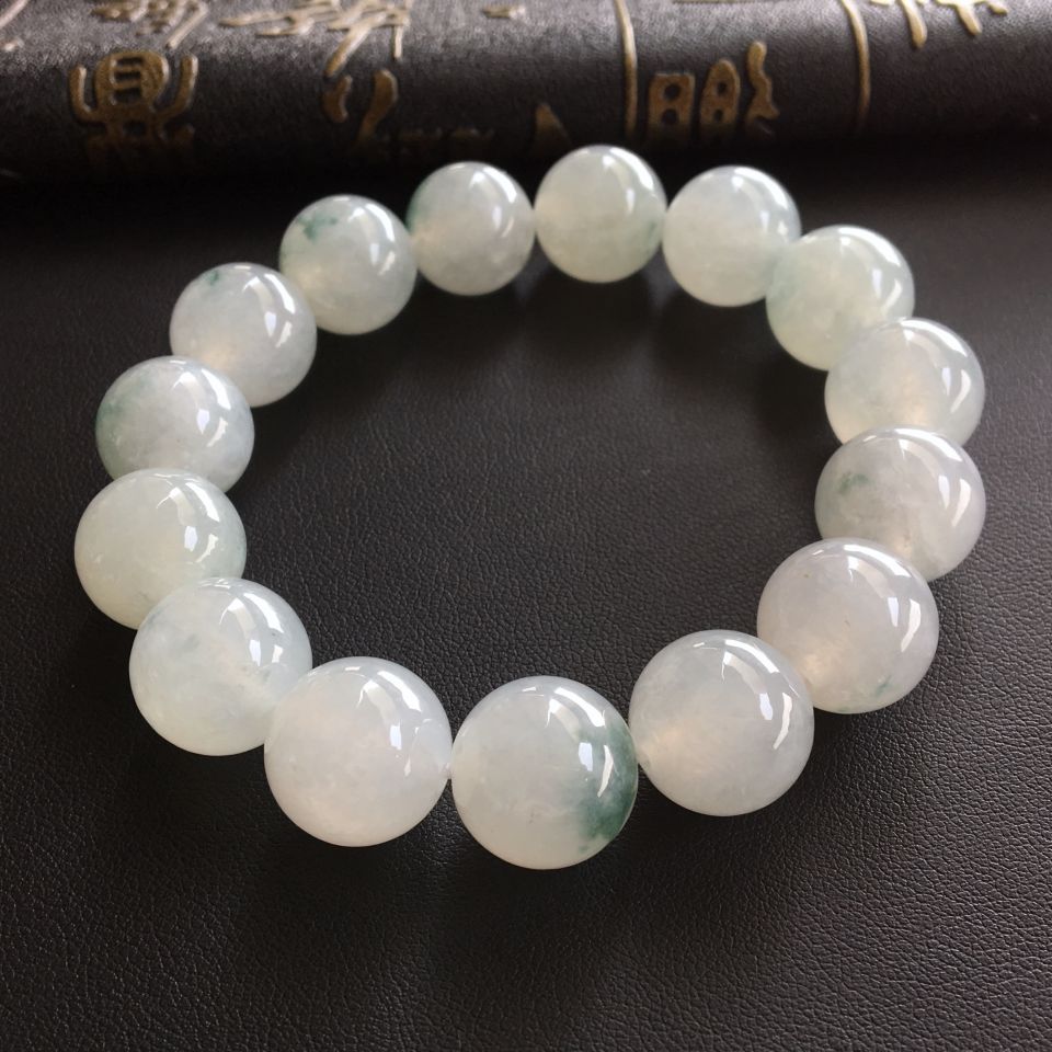 糯冰种飘花圆珠手链
