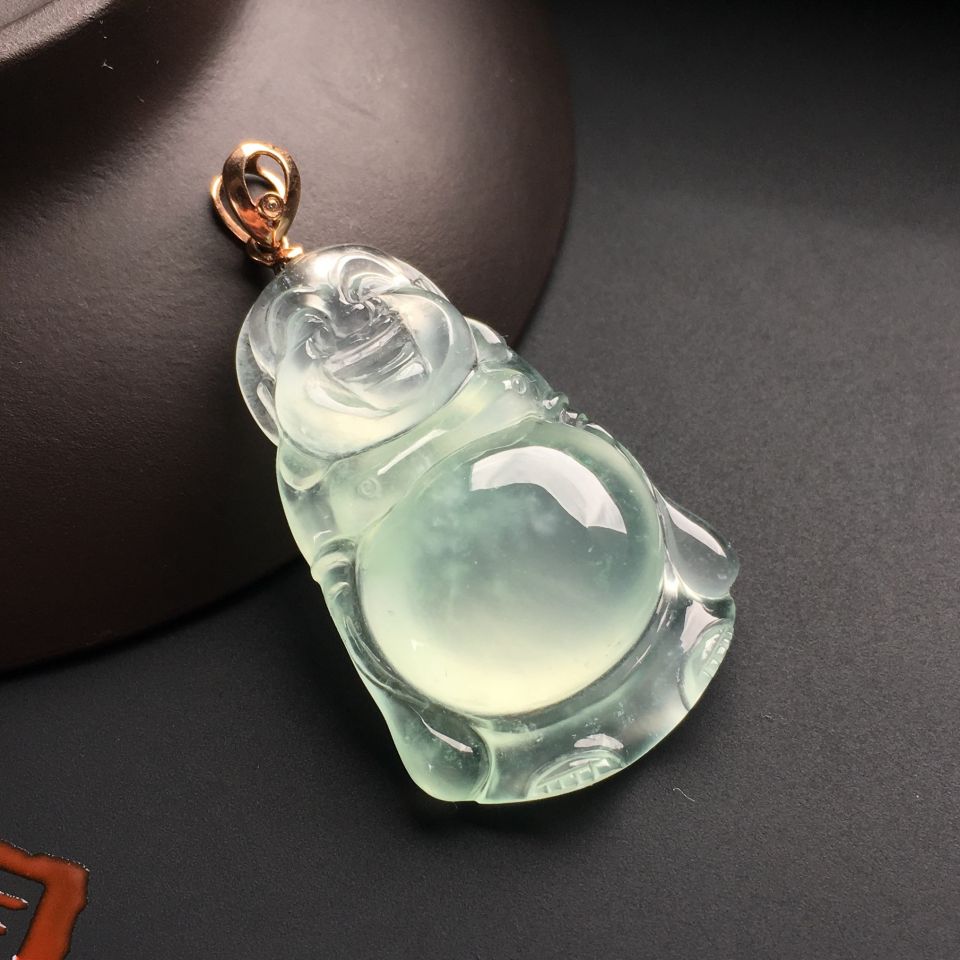 冰种淡晴水站佛挂件