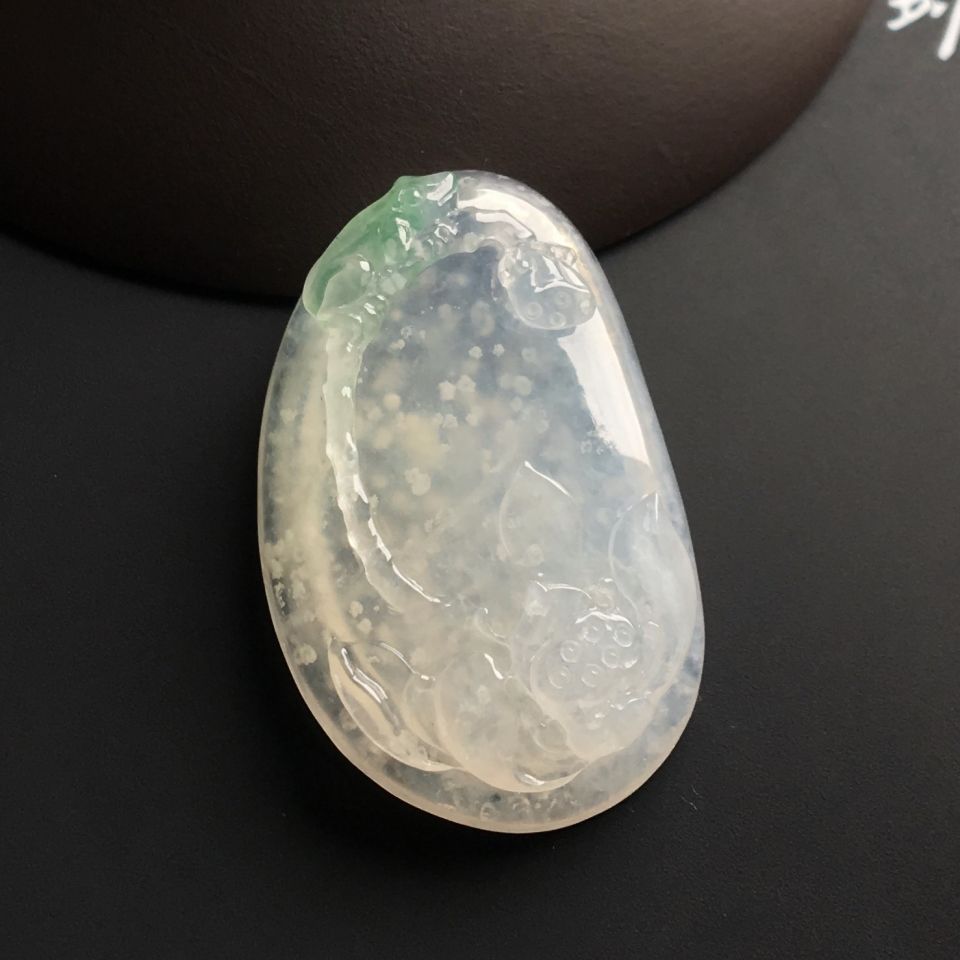 冰种略飘花一品清廉挂件