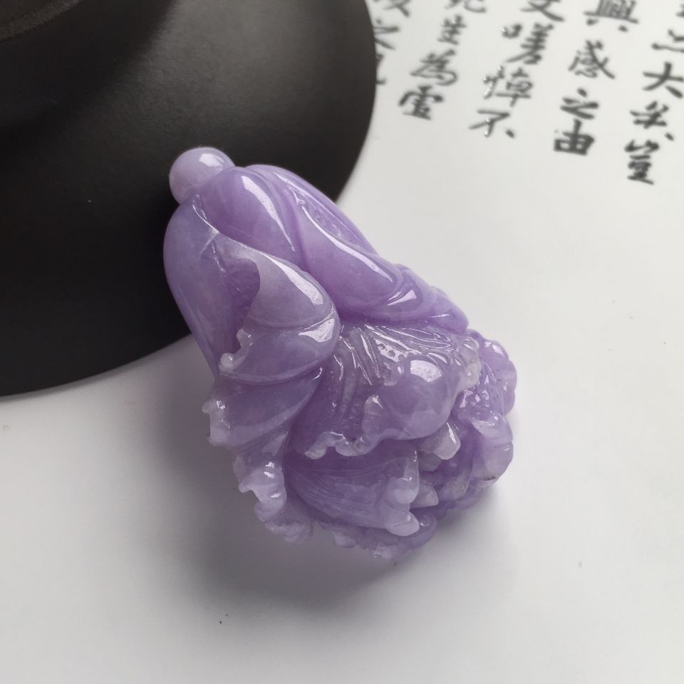 糯冰种紫罗兰白菜挂件