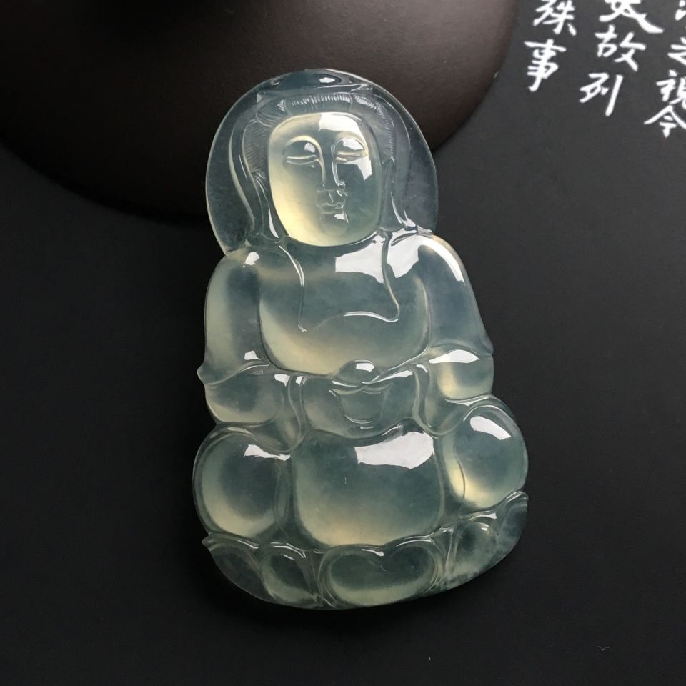 冰种淡晴水观音挂件