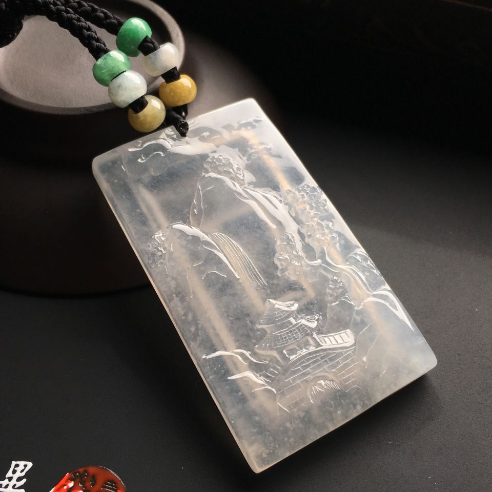 冰种淡晴水延年益寿挂件