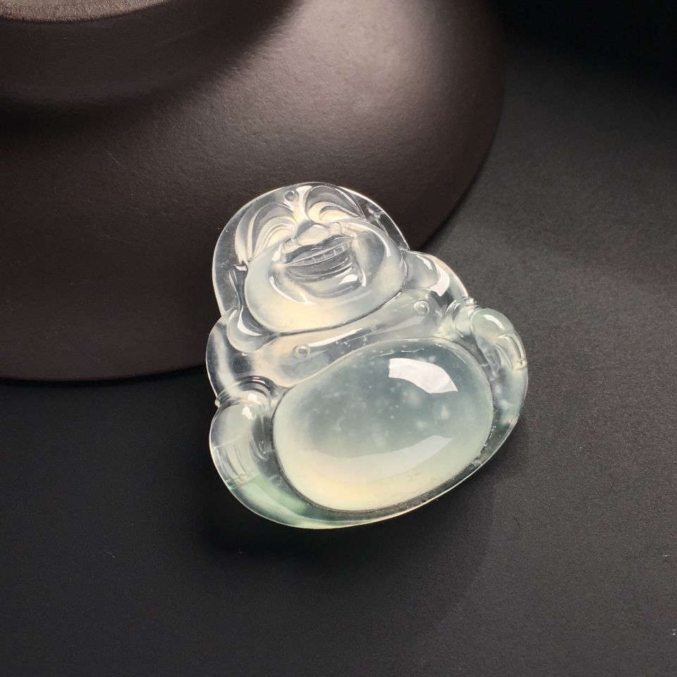 冰种淡晴水玉佛挂件
