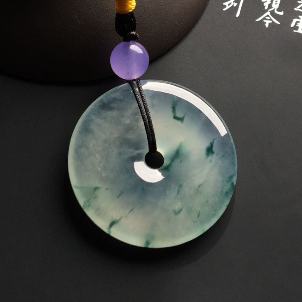 冰种飘花平安扣挂件