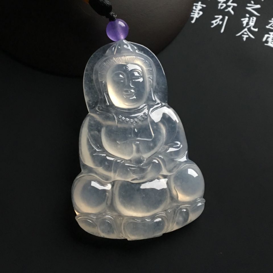 冰种无色观音挂件