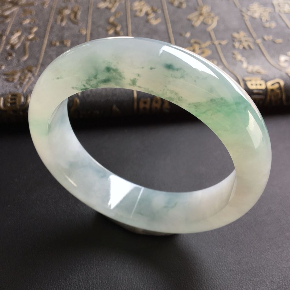 糯冰种飘花手镯(57.4mm)