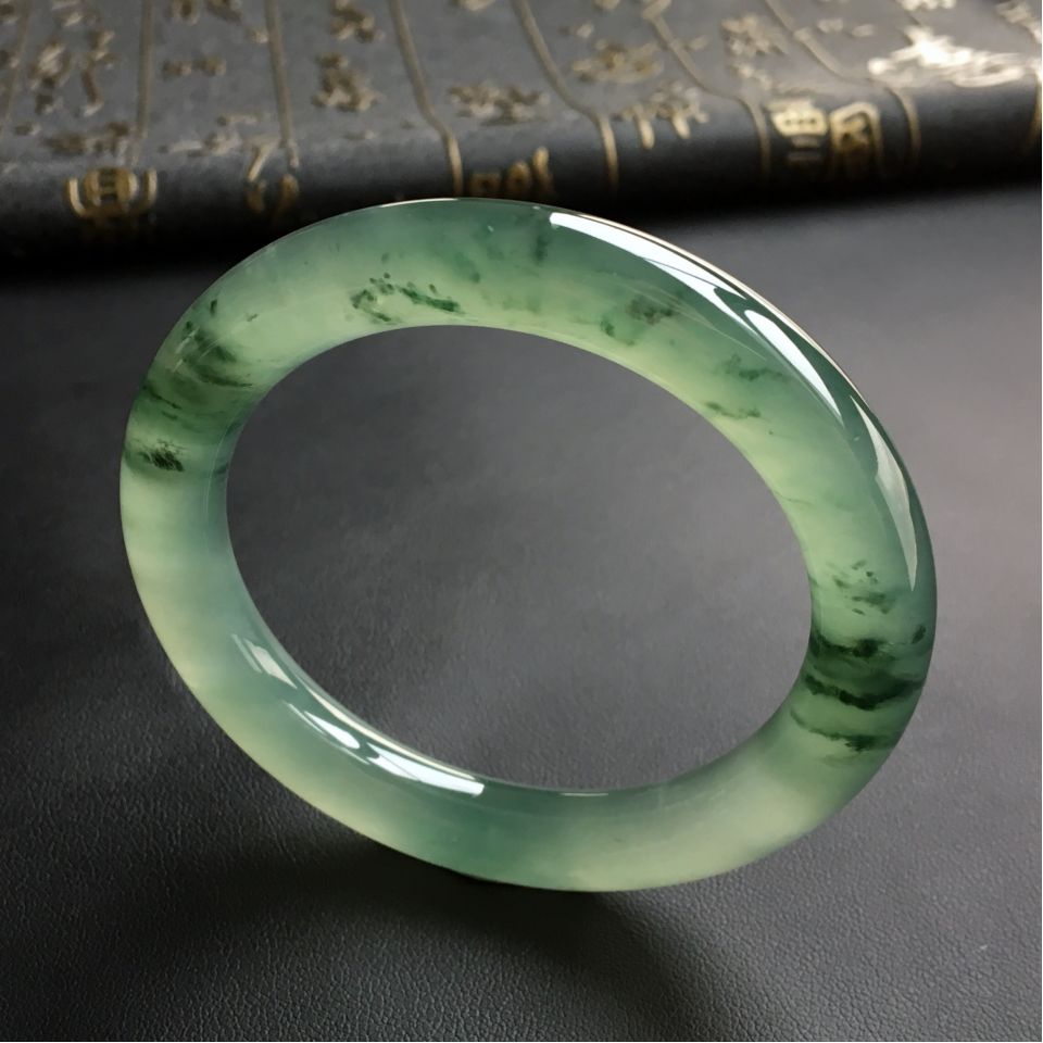 冰种晴水飘花圆条手镯(54.2mm)