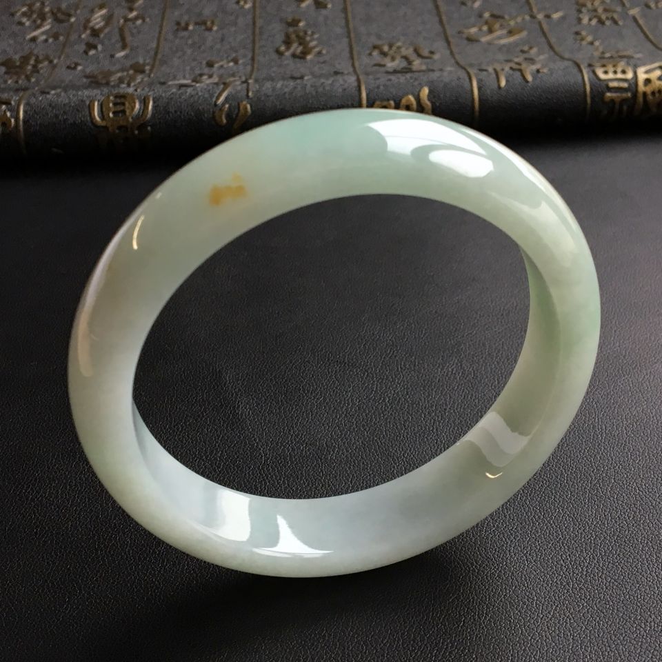 糯冰种晴水略飘黄花手镯(57.5mm)