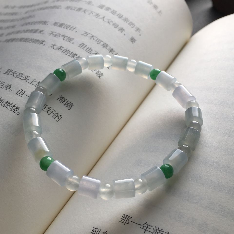 糯冰种晴水桶珠手链