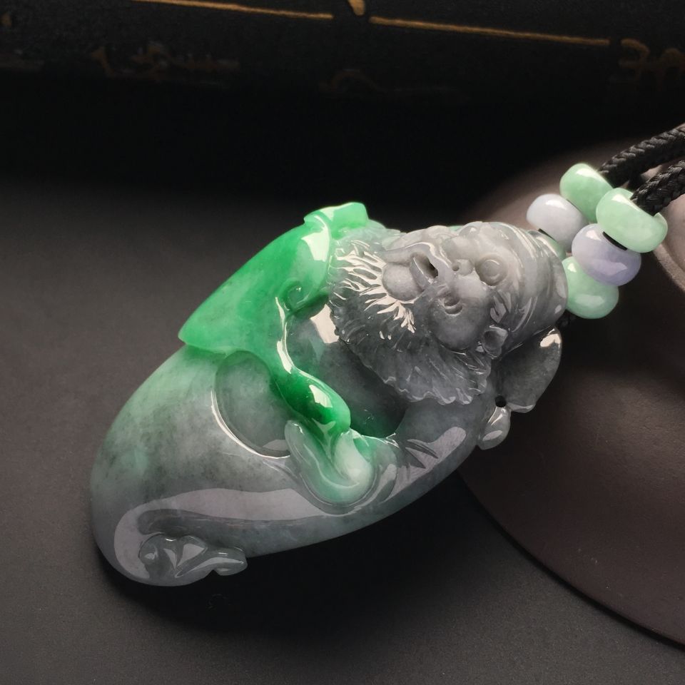 糯冰种墨色飘翠钟馗挂件