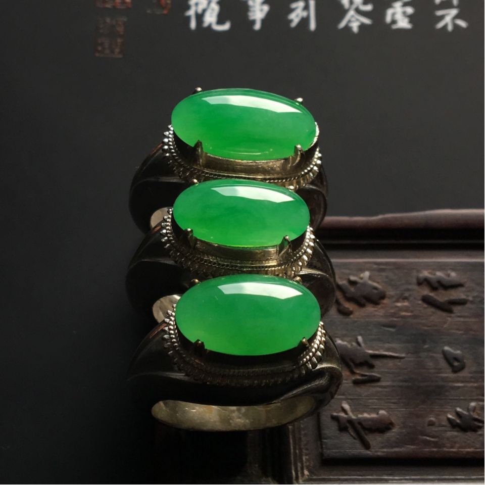 糯冰种绿晴水戒面（一批）
