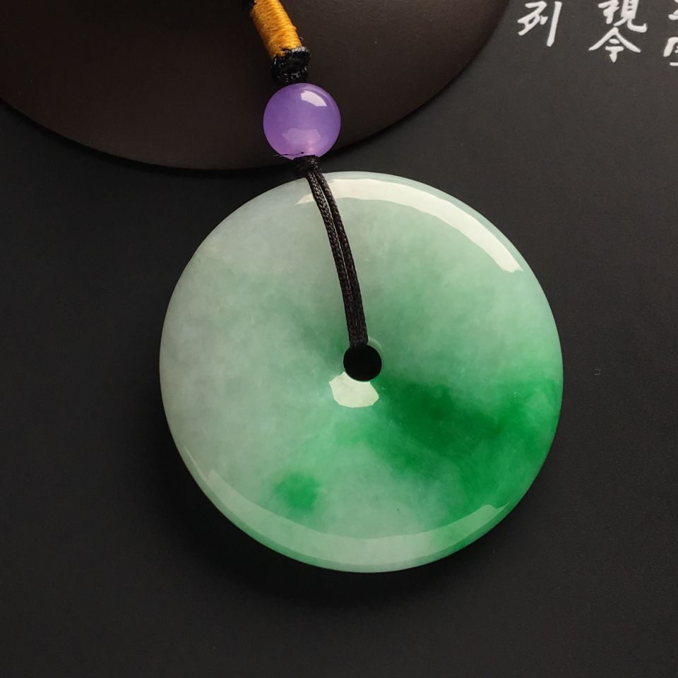 糯冰种飘翠平安扣挂件