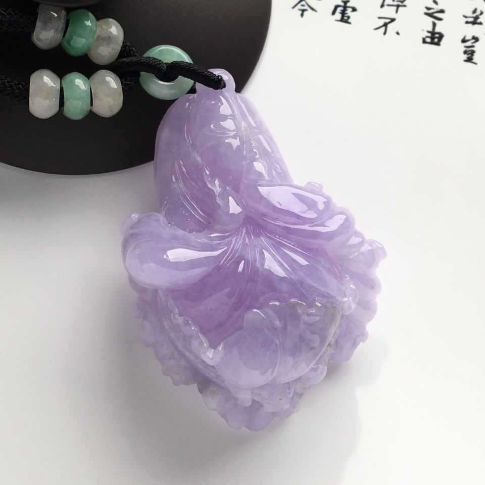 糯冰种紫罗兰白菜挂件