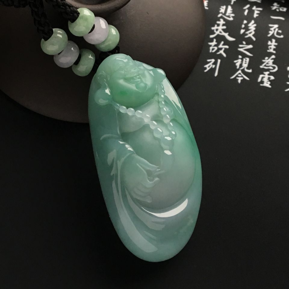 糯冰种晴水弥勒佛挂件