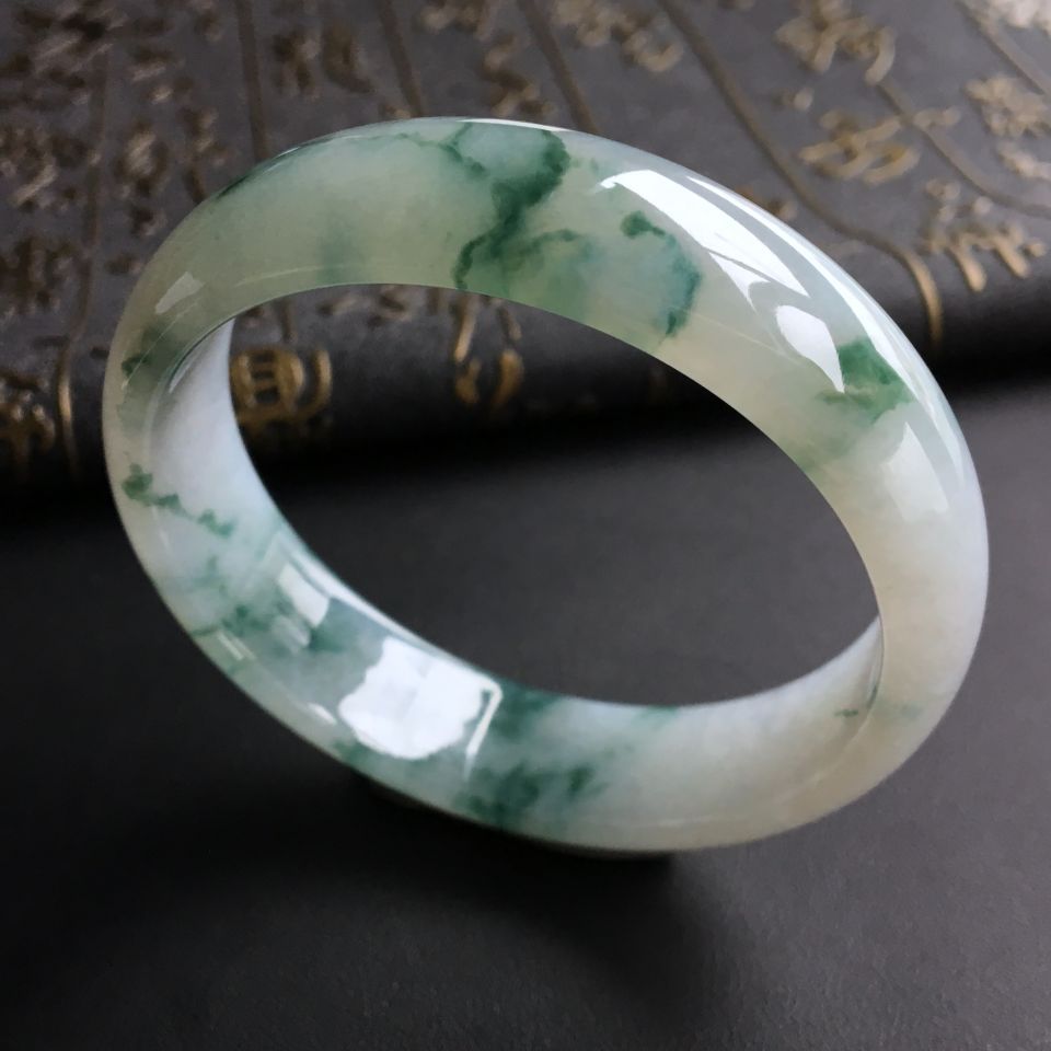 糯冰种飘花手镯(56.6mm)