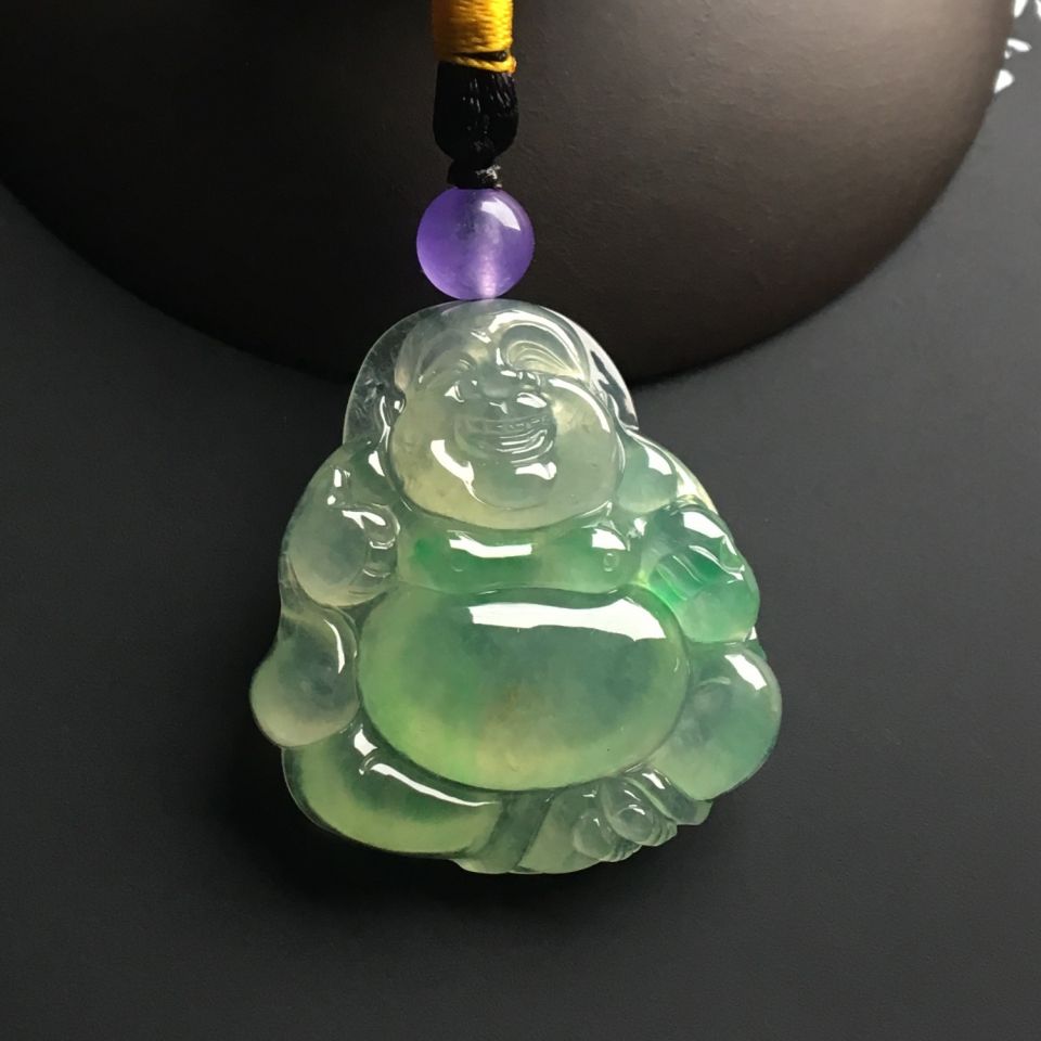 冰种晴水略飘翠逍遥佛挂件
