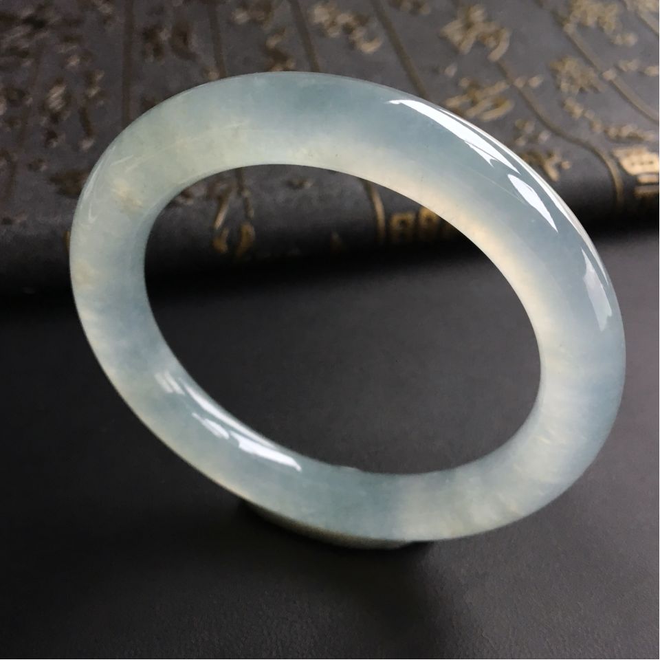 冰种淡晴水圆条手镯(54.1mm)