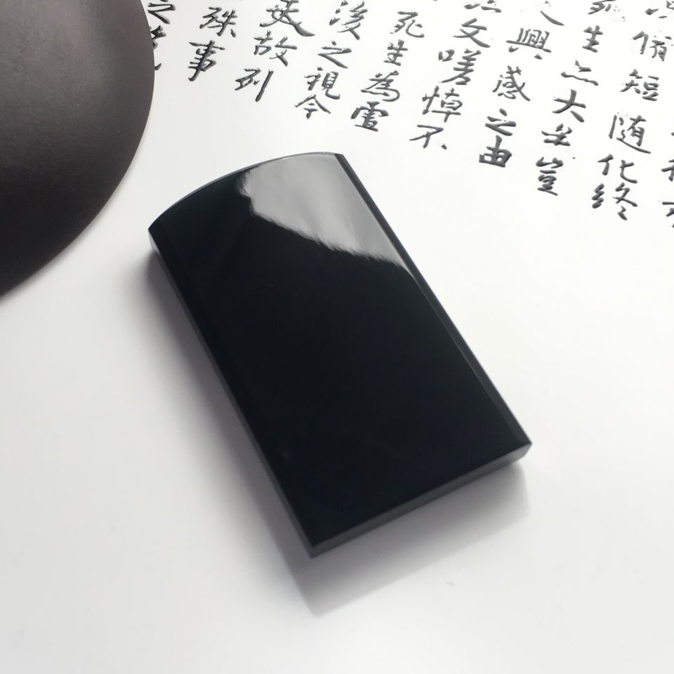 冰种墨翠平安无事牌胸坠面
