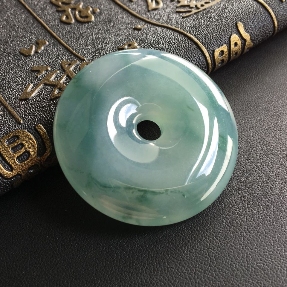 糯冰种飘花平安扣挂件