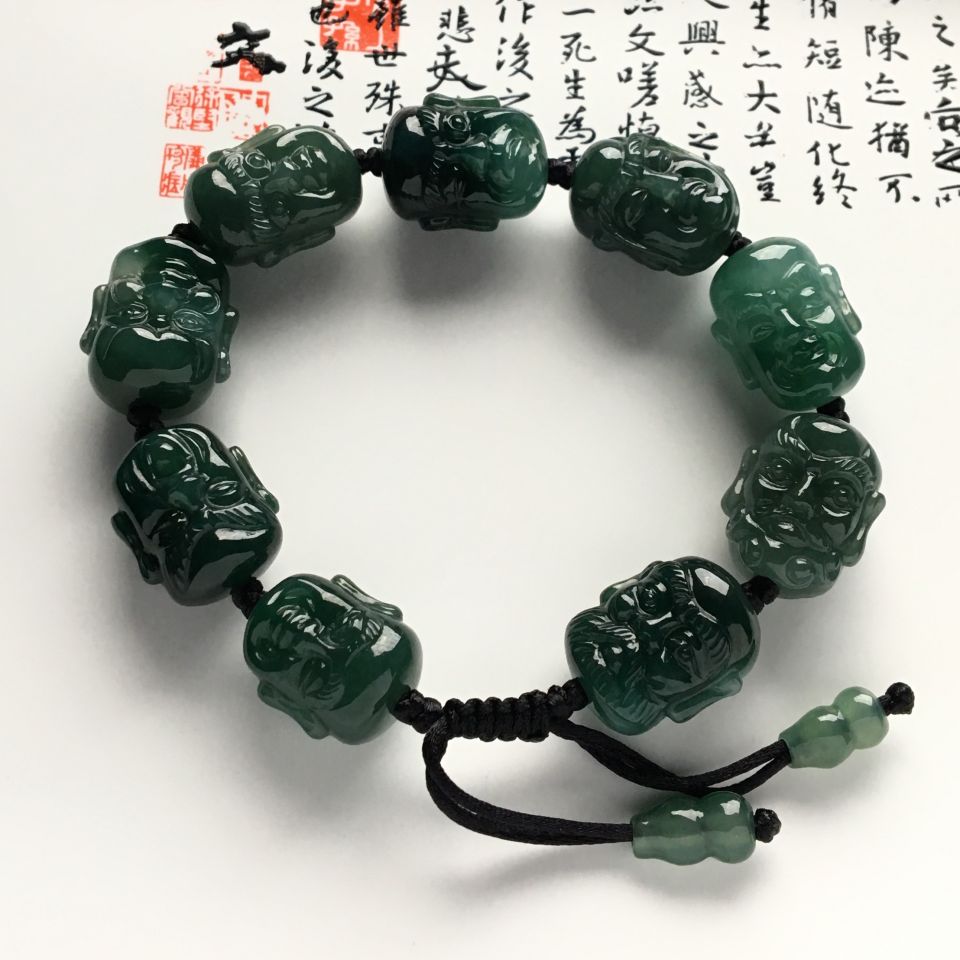 糯冰种晴水罗汉头手链