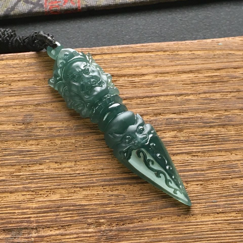 糯冰种蓝水金刚杵挂件