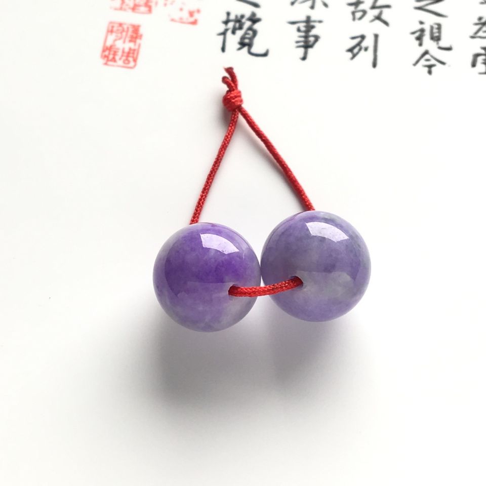 糯冰种紫罗兰转运珠挂件（一对）