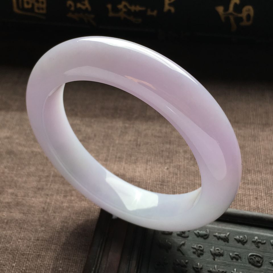 糯冰种淡紫罗兰手镯（58mm）