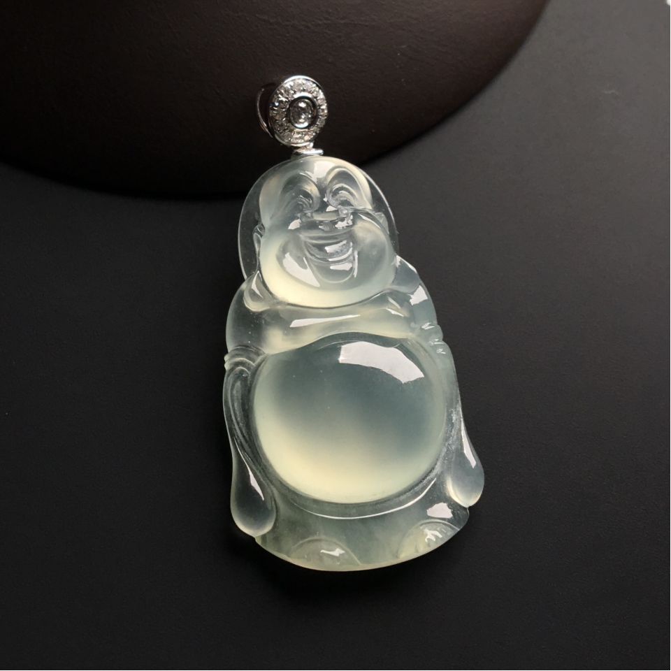 冰种淡晴水站佛挂件