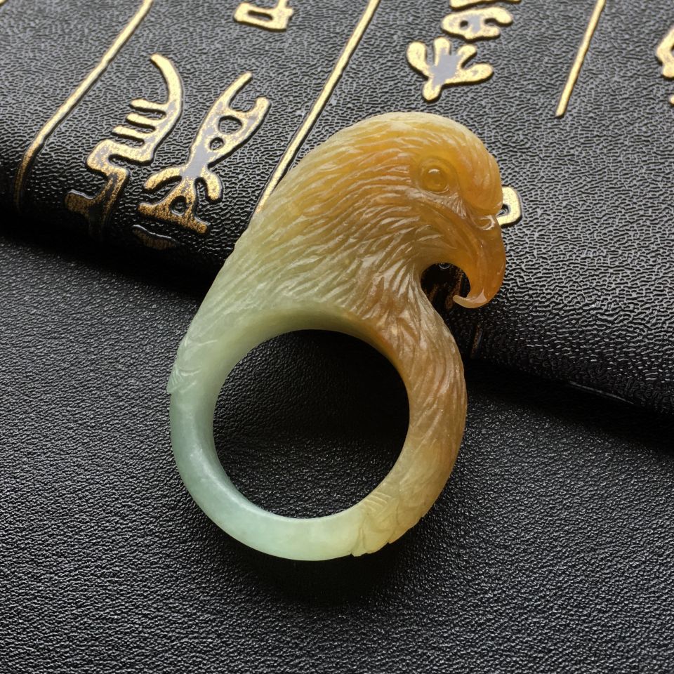 糯冰种褐黄翡英明神武扳指