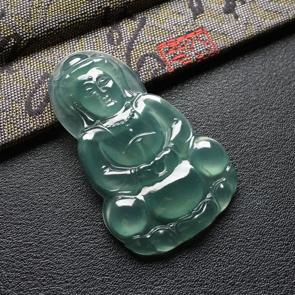 冰种蓝水观音挂件