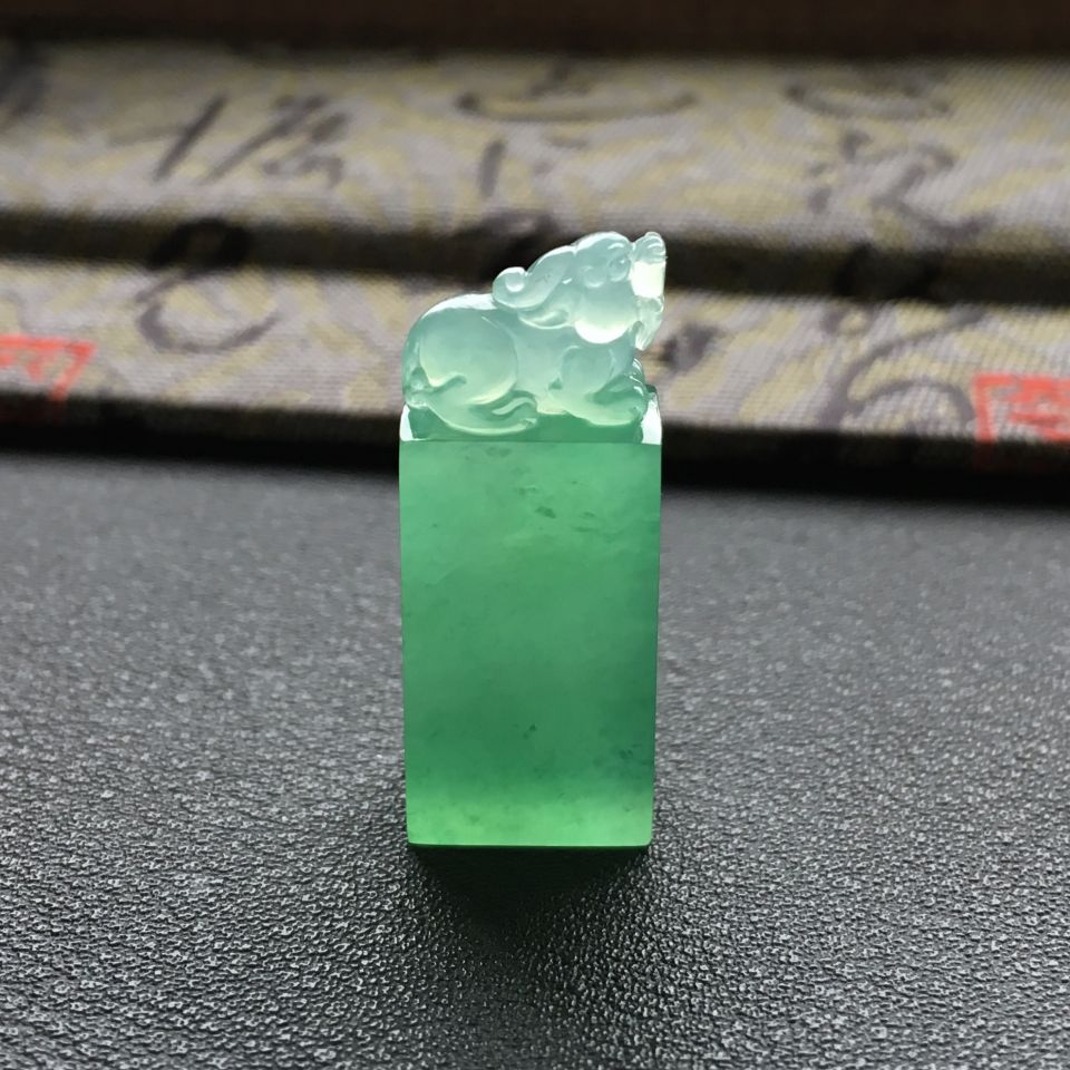冰种绿晴水貔貅印章/挂件