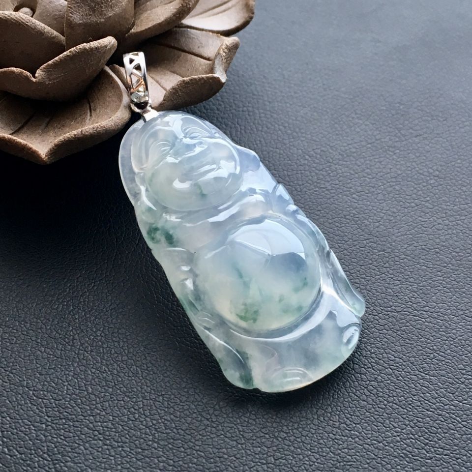 冰种飘花站佛挂件