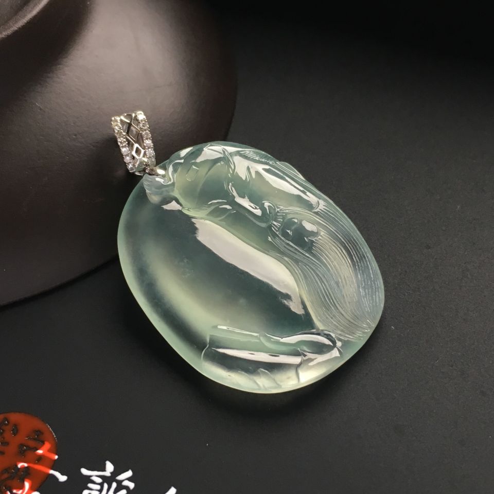 冰种晴水关公挂件