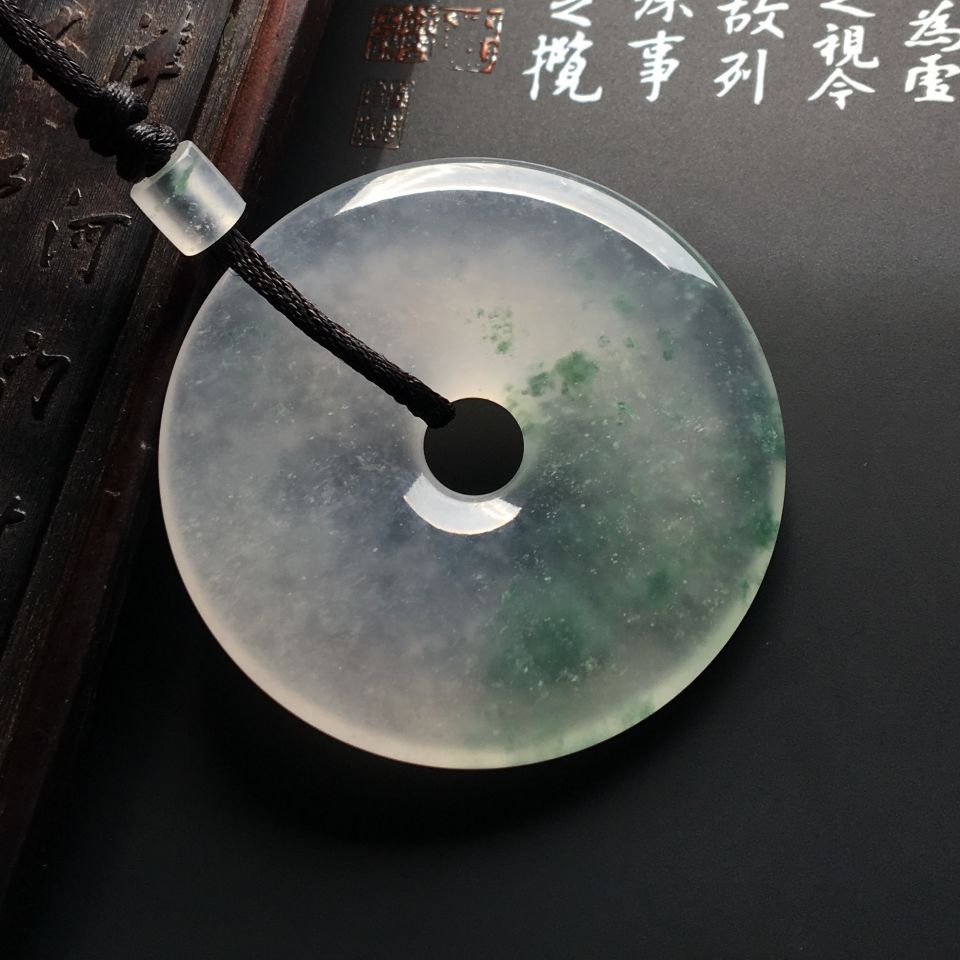冰种飘花平安扣挂件
