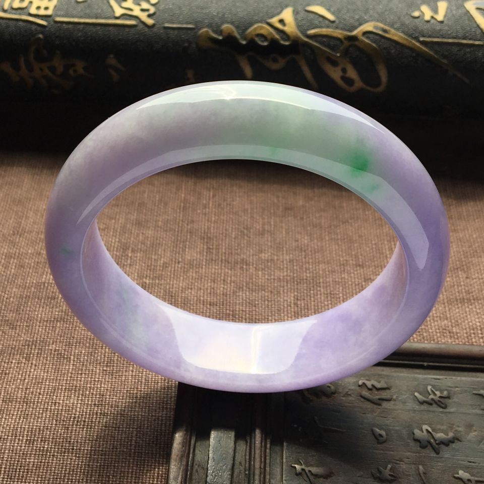 糯冰种紫罗兰略飘翠手镯（58.6mm）